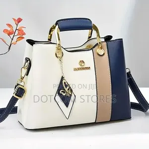 Women's Contrast Color Tote Bag with Crossbody Strap