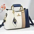 Women's Contrast Color Tote Bag with Crossbody Strap - 1