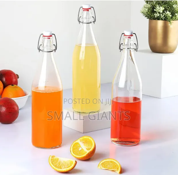 Glass Bottle Set with Airtight Flip Cap - 1