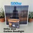 Blue Carbon 500W Solar Floodlight - Wide Area Outdoor Lighting - 1