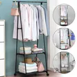 Freestanding Metal Clothing Rack with Shelves - 1