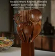 Acacia Wood Kitchen Utensil Set with Holder - 2