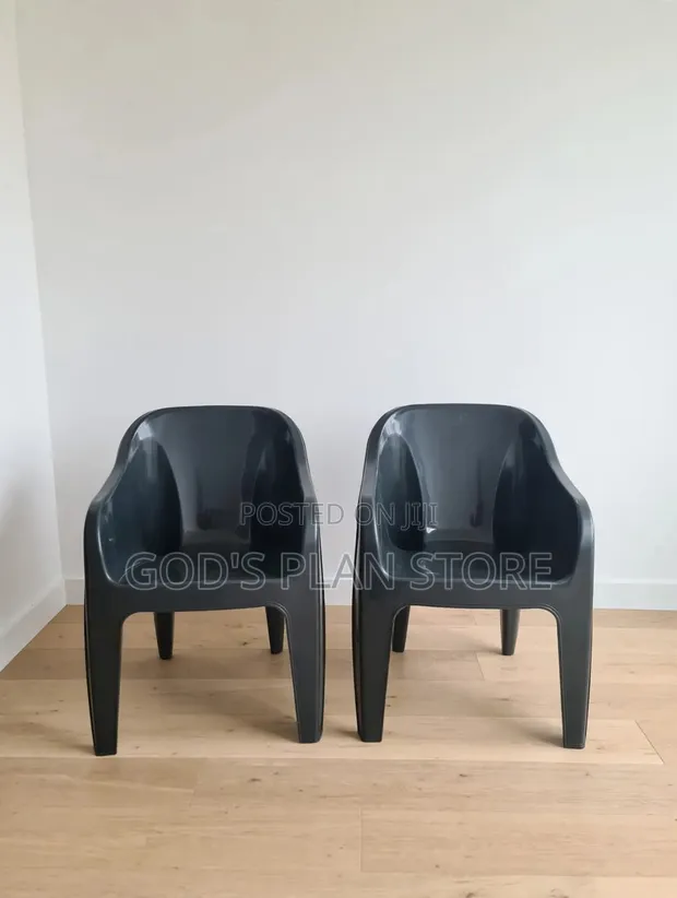 Brand New Plastic Armrest Chairs (Black) - 1