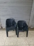Brand New Plastic Armrest Chairs (Black) - 2