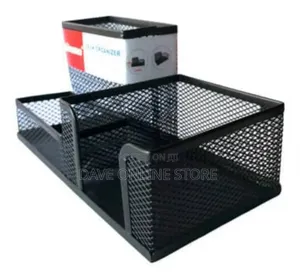 3 Compartment Metal Mesh Desk Organizer - Black