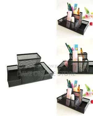 Black Mesh Pen Holder & Desk Organizer