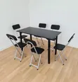 Black Dining Folding Table and Chairs Set with Metallic Legs - 1
