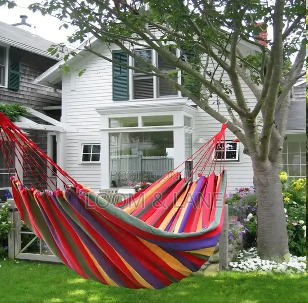 Striped Canvas Hammock - 1 Person - 1