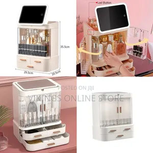 Dust-Proof Drawer Makeup & Skincare Organizer with LED Mirror
