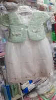 Designer Baby Cotton Dresses with Coat (3-12 Months) - 1
