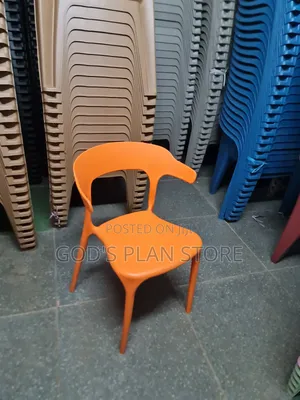 Bright Orange Plastic Dining Chairs (Set of 4)