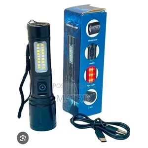 Rechargeable LED Flashlight Torch Lamp with COB Work Light
