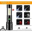 Rechargeable LED Flashlight Torch Lamp with COB Work Light - 2