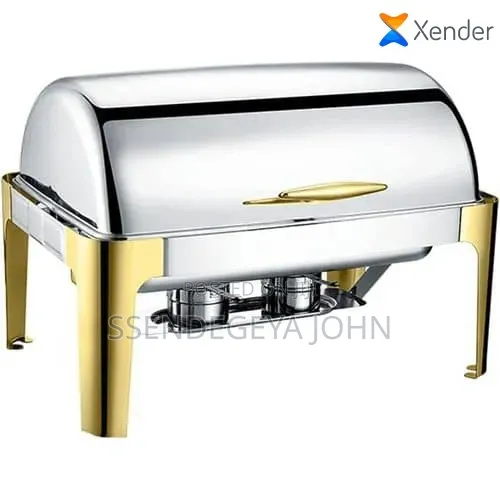 Rectangular Stainless Steel Roll-Top Chafing Dish Buffet Set - 1