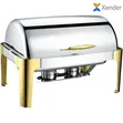 Rectangular Stainless Steel Roll-Top Chafing Dish Buffet Set - 1