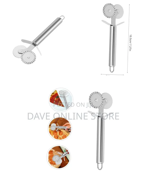 Double Headed Stainless Steel Pizza Cutter Wheel - 1