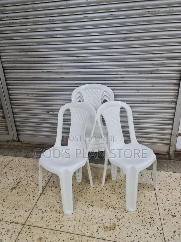 Planet Armless White Plastic Chairs (Set of 4) - 1