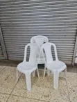 Planet Armless White Plastic Chairs (Set of 4) - 1