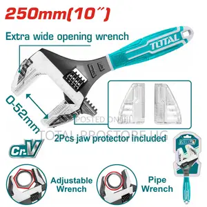 2-in-1 Adjustable & Pipe Wrench, 250mm (10")