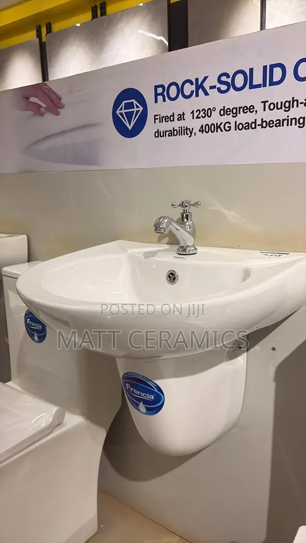 Short Pedestal Wash Basin with Tap - 1