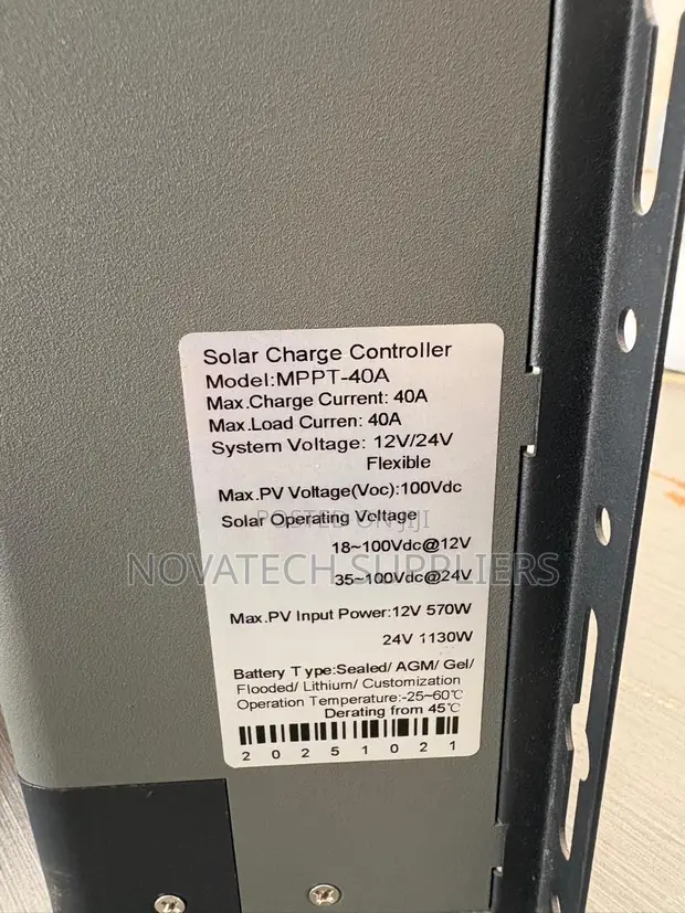 40A MPPT Solar Charge Controller 12V/24V, 100V PV Input - 1