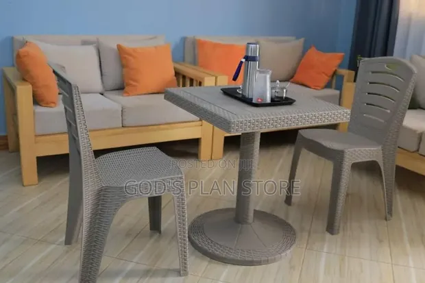 Imported Matted Plastic Dining Table and Chairs Set - 1