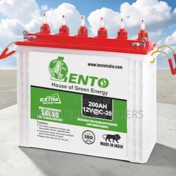 High Performance Lento 12V 200Ah Solar Tubular Battery 2.4kWh - 1