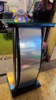 Wooden Rostrum with Plastic and Glass Accents - 1