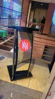 Wooden Rostrum with Plastic and Glass Accents - 2