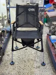 Portable Folding Camping Chair with Fabric Seat & Wooden Armrests - 2