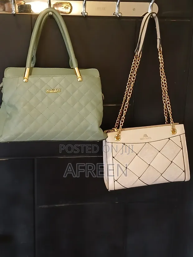 Beige Genuine Leather Handbag - 1