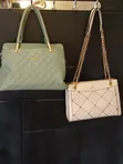 Beige Genuine Leather Handbag - 1