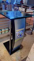 Wooden Pulpit with Glass Top and Wheels - 2