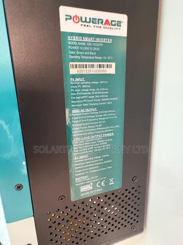 PowerAge 10.2kW 48V Hybrid Smart Solar Inverter - 3-Year Warranty - 1
