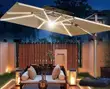 Solar-Powered LED Cantilever Patio Umbrella - 2