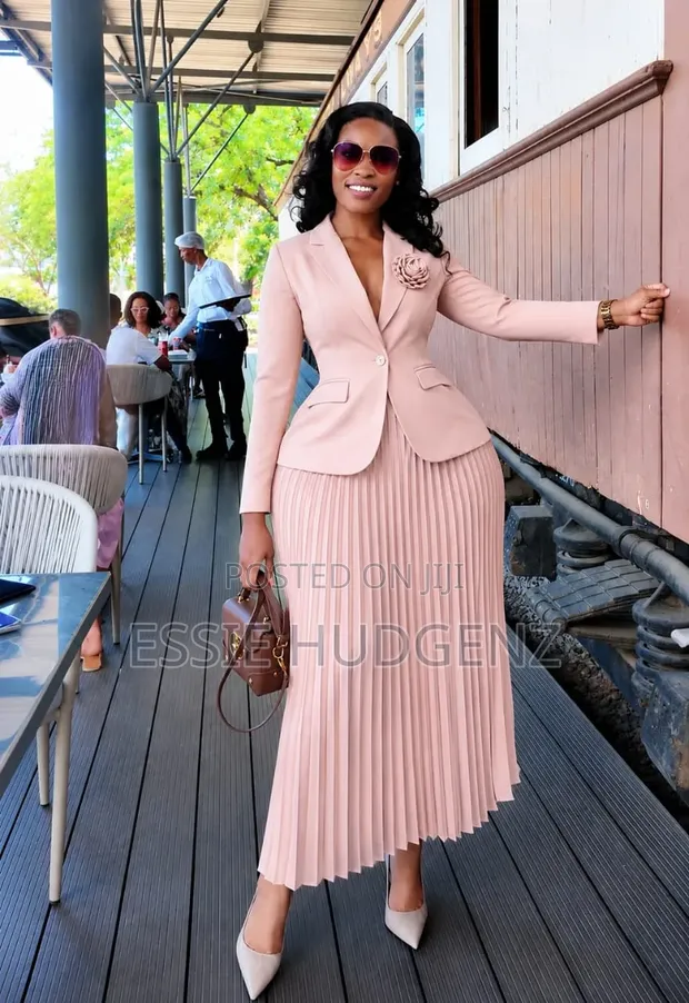 2pc Blazer and Pleated Skirt Set - 1