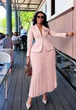 2pc Blazer and Pleated Skirt Set - 1