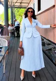 2pc Blazer and Pleated Skirt Set - 2