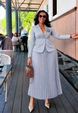 2pc Blazer and Pleated Skirt Set - 4