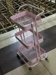 3 Tier Kitchen Rolling Cart Storage Trolley - Pink - 2