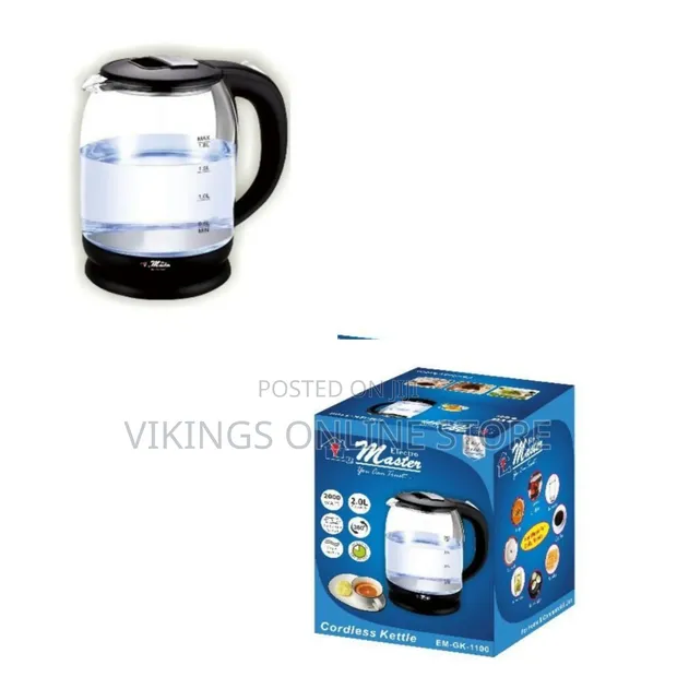 Electro Master 2 Liter Electric Glass Kettle with Blue LED - 1
