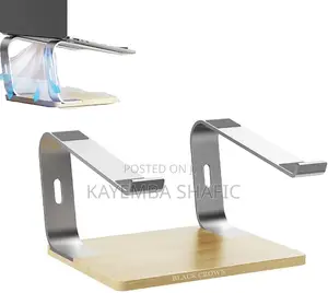 Ergonomic G1 Aluminum Laptop Stand with Wooden Base