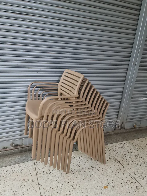 Liberty Plastic Dining Chairs (Brown, Brand New) - 1