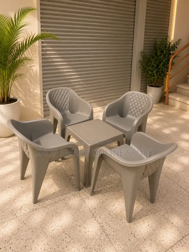Simplive Outdoor Plastic Table and Chairs Set - 1