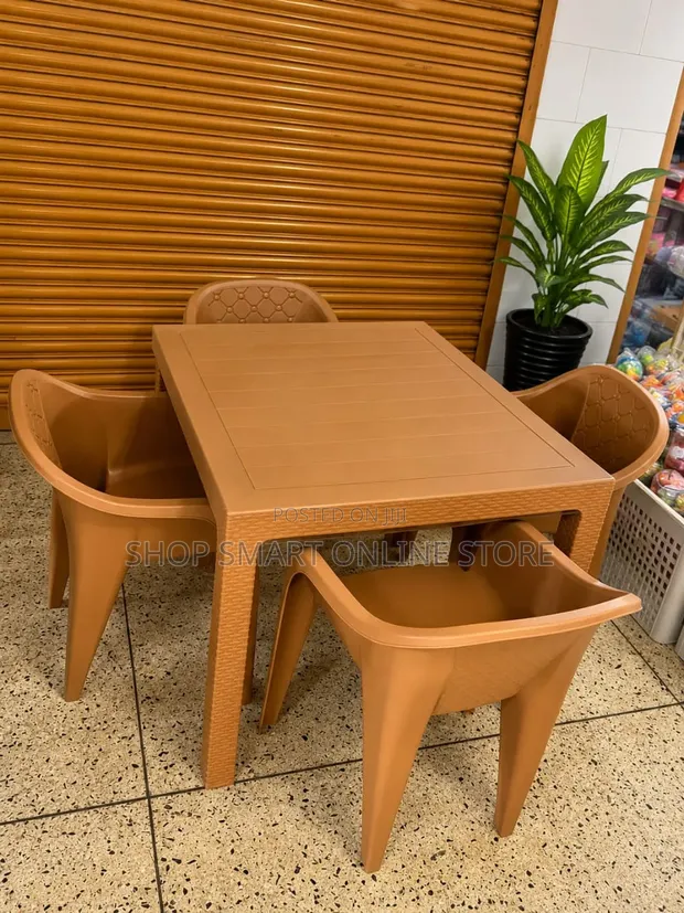 Brand New Heavy Duty Plastic Dining Table and Chairs Set - 1