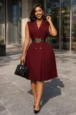Sleeveless Lapel Collar Dress - 2