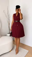 Sleeveless Lapel Collar Dress - 3