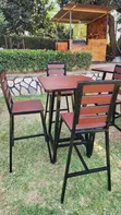 Restaurant & Bar Dinner Table with 4 High Chairs - 1