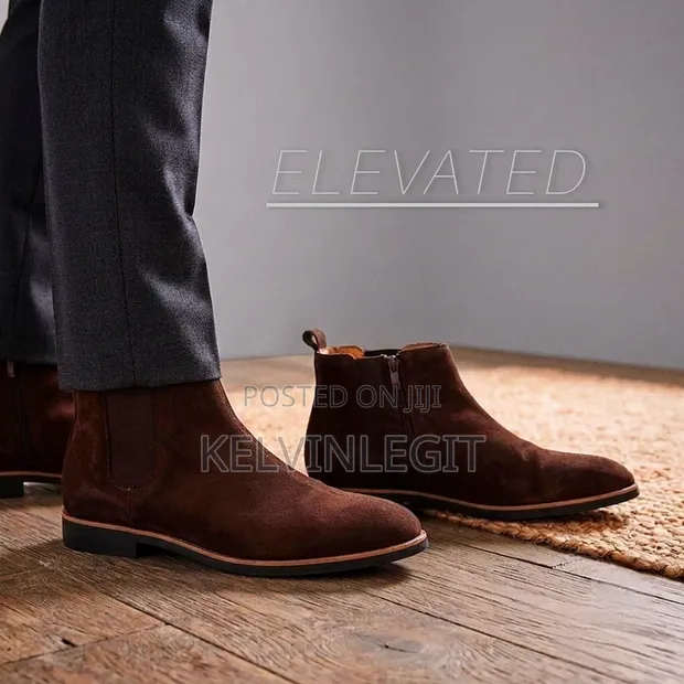 Brown Suede Chelsea Boots - Men's Size 43 - 1