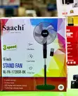 Saachi 16-inch Stand Fan with Remote Control - Black - 2